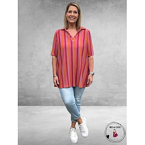 Only-M Poloshirt Laguna Fuchsia Multi